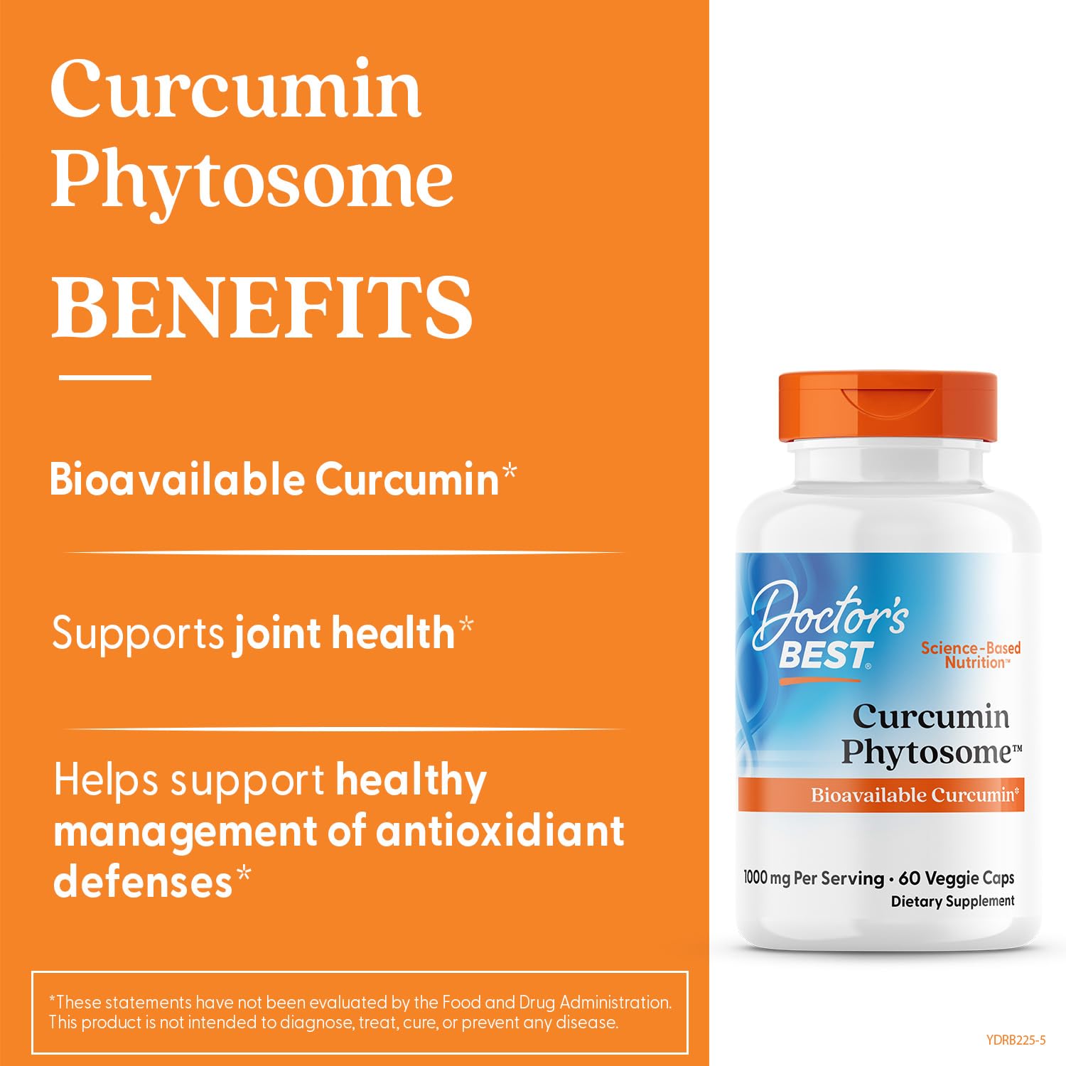 Doctor's Best Curcumin Phytosome, etiqueta frontal con información clave.