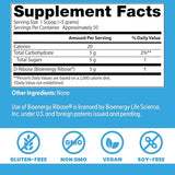Etiqueta de Doctor's Best D-Ribose destaca vegan y libre de gluten.