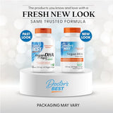 Cápsulas suaves de Doctor's Best DHA vegetal para salud cardiovascular.