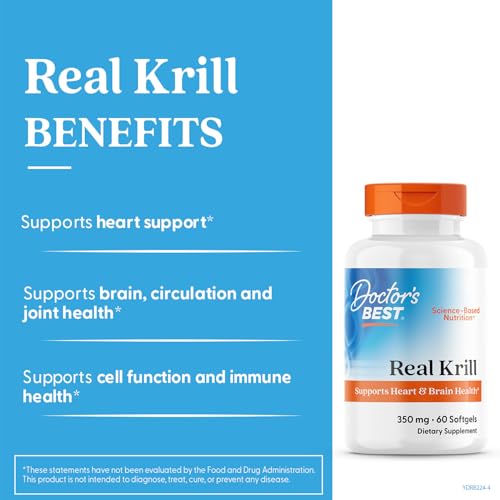Doctor's Best Real Krill Antártico, EPA y DHA en cápsula blanda para memoria.