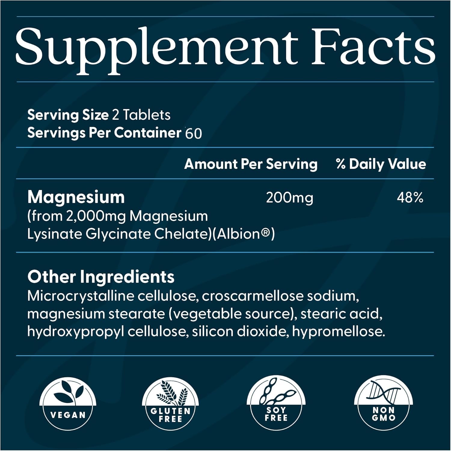 Etiqueta de Doctor's Best con 200 mg por porción y datos nutricionales.