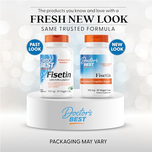 Doctor's BEST Fisetin: cápsulas en primer plano para uso diario.