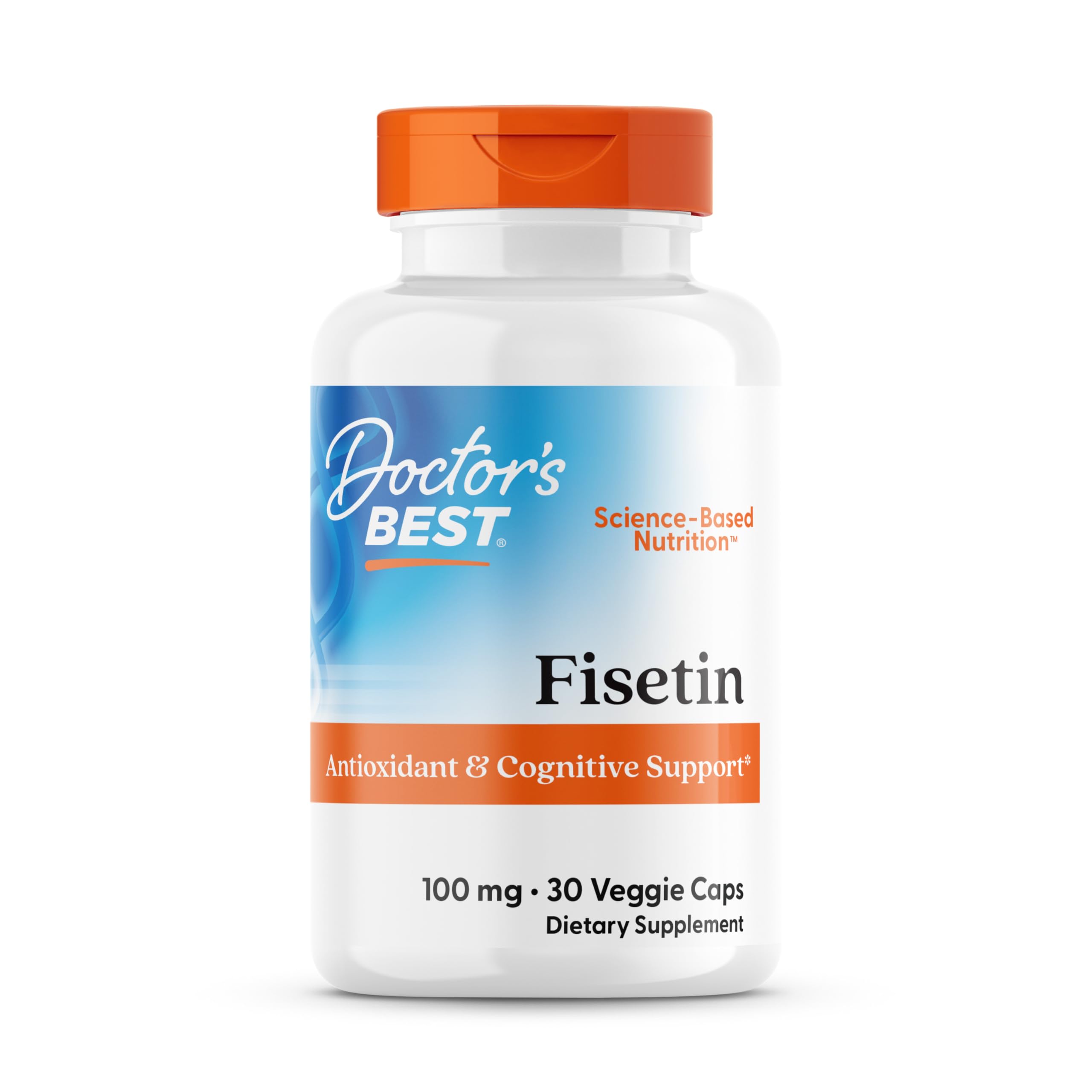 Doctor's BEST Fisetin: suplemento en botella para apoyo antioxidante y salud cerebral.
