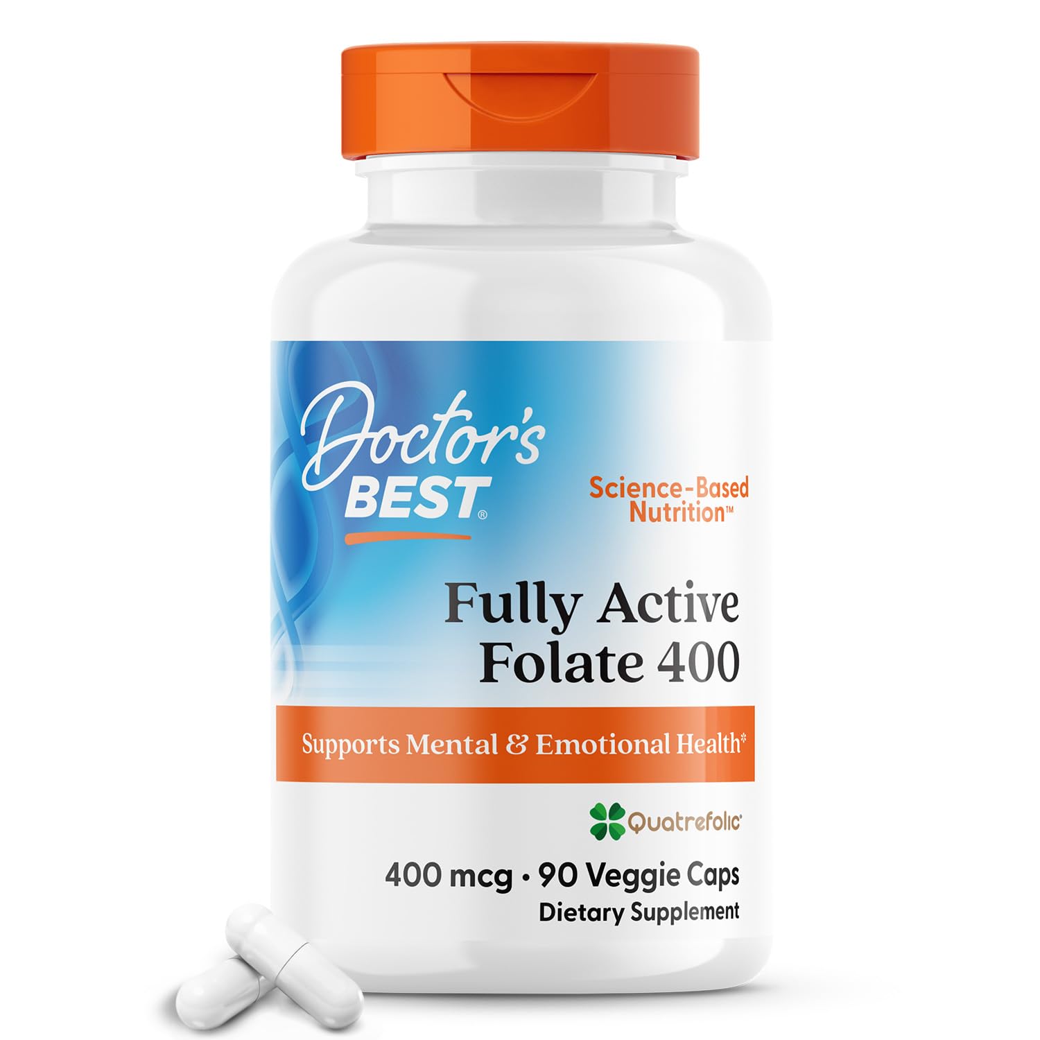 Doctor's Best Folato Quatrefolic, botella con cápsulas para el bienestar general