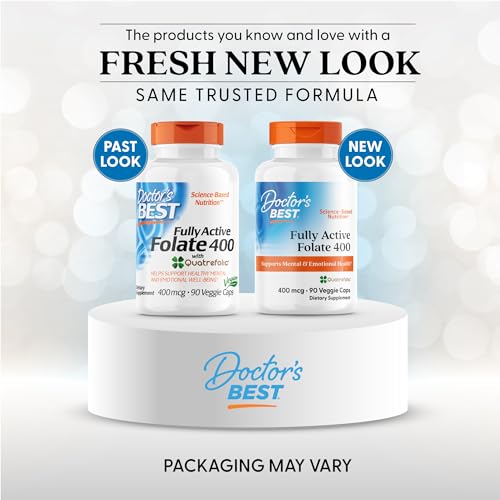 Doctor's Best Folato Quatrefolic, cápsulas visibles para apoyo cardiovascular