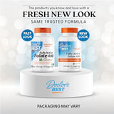 Doctor's Best Folato Quatrefolic, cápsulas visibles para apoyo cardiovascular