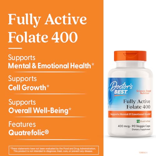Doctor's Best Folato Quatrefolic, etiqueta clara para absorción activa