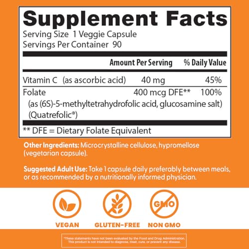 Doctor's Best Folato Quatrefolic, presentación 90 cápsulas vegetales