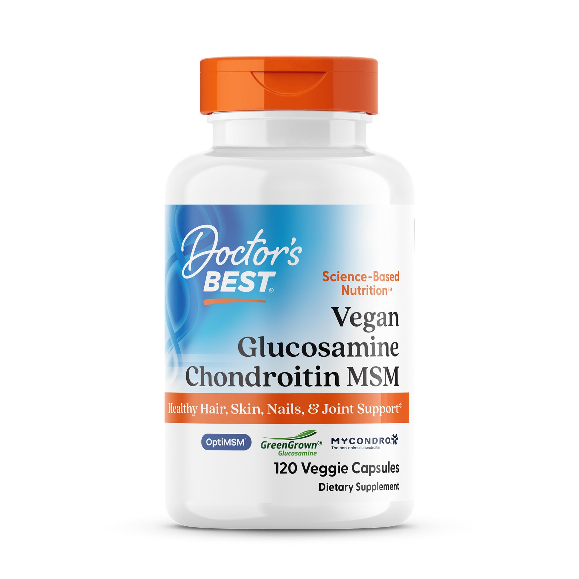 Doctor's Best glucosamina condroitina MSM envase frente, apoyo para articulaciones y movilidad diaria