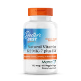 Botella de Doctor's Best K2 MK-7 + D3, cápsulas veggie para huesos sanos.