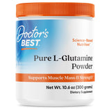 Doctor's BEST L-glutamina en polvo, tarro para apoyar la masa muscular.