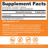 Etiqueta de Doctor's BEST L-glutamina, sin OGM, gluten ni soja.