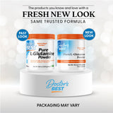 Mezcla rápida de Doctor's BEST L-glutamina en bebida para hidratación muscular.