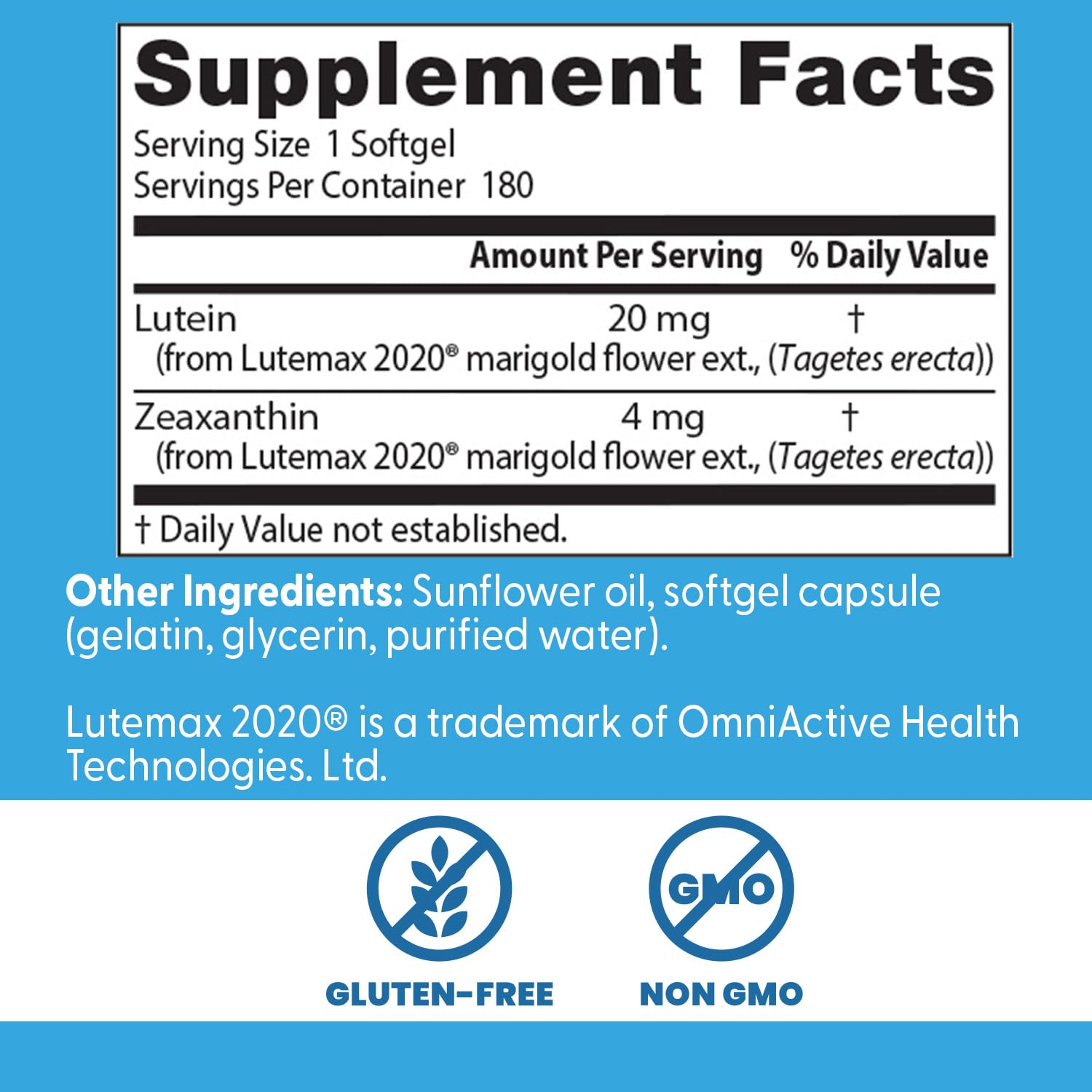 Doctor's BEST Luteína sin gluten y no transgénico como opción saludable.