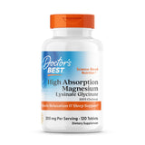 Doctor's Best magnesio glicinato-lysinato en botella para relajación y bienestar.