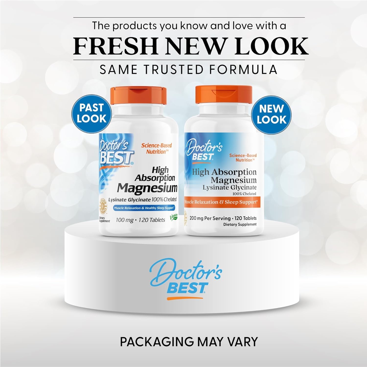 Tabletas de Doctor's Best magnesio glicinato-lysinato para apoyo muscular.