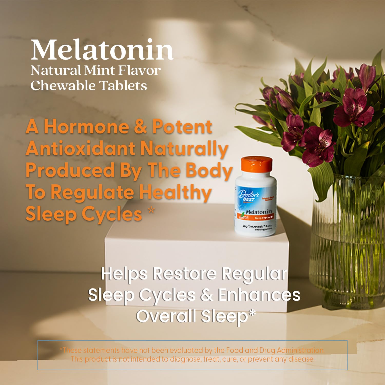 Doctor's Best Melatonina: etiqueta legible con ingredientes y beneficios