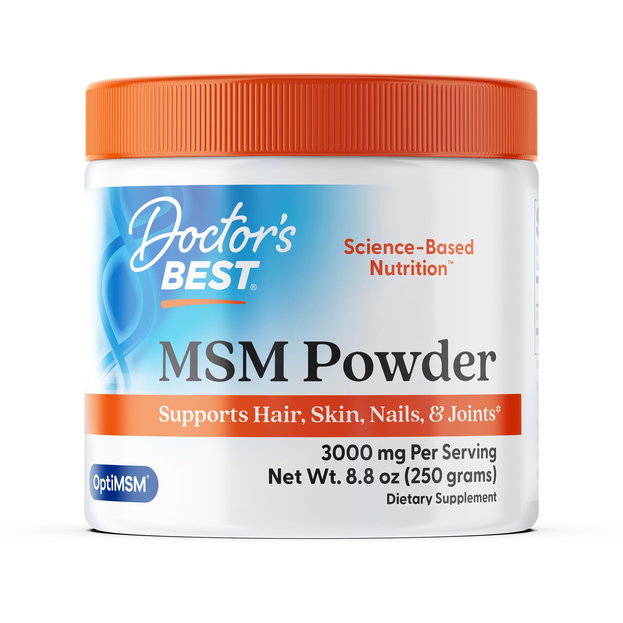 Polvo Doctor's Best MSM en botella, para uso diario y movilidad