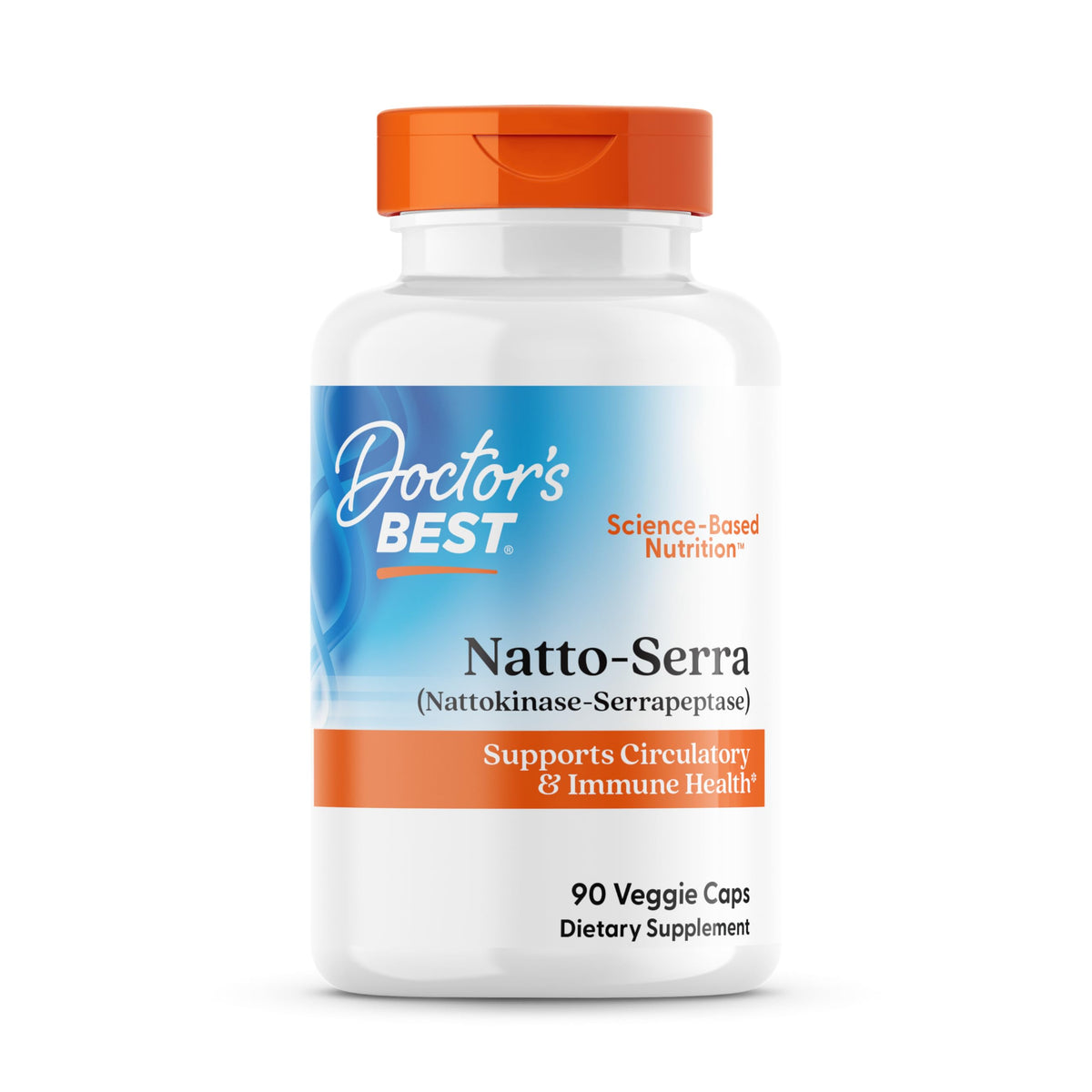 Doctor's Best Natto Serra envase de 90 cápsulas para soporte circulatorio e inmune.