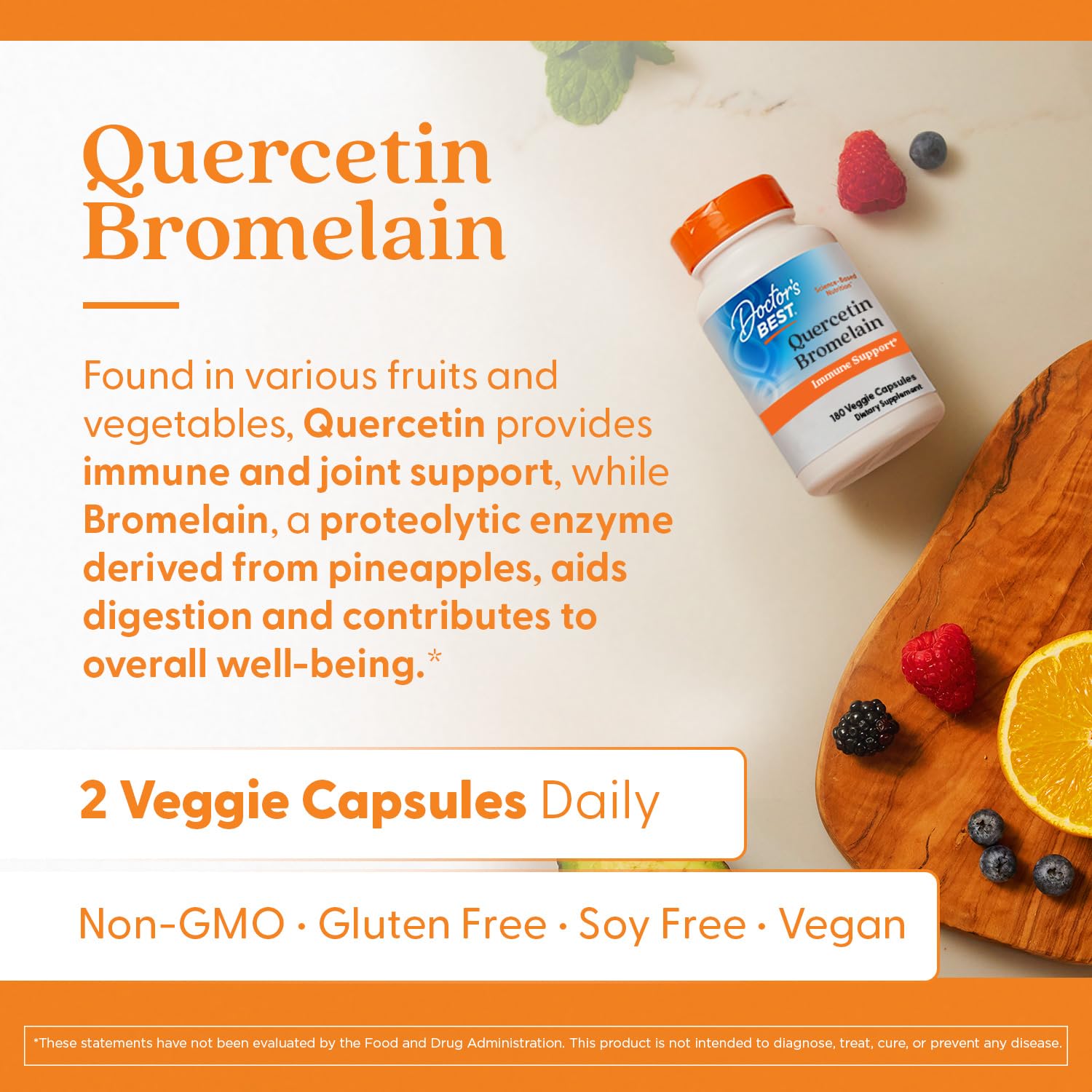 Doctor's Best Quercetina Bromelina: cápsula para apoyo respiratorio.