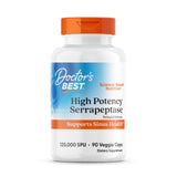 Botella de Doctor's Best Serrapeptase con 120,000 SPU que apoya la salud nasal.