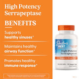 Etiqueta detallada de Doctor's Best Serrapeptase mostrando su potencia.
