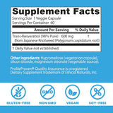 Doctor's Best trans-resveratrol etiqueta: información clara de ingredientes y origen vegetal