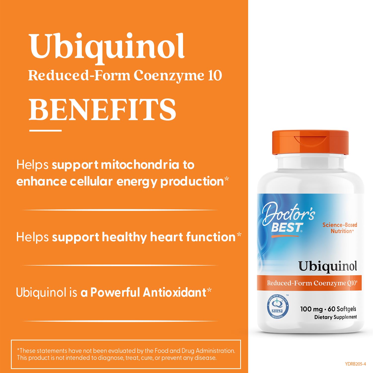 Detalle de cápsulas blandas Doctor's Best Ubiquinol 100 mg para uso diario