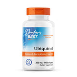 Doctor's Best ubiquinol 200 mg, frasco frontal, opción para uso diario.