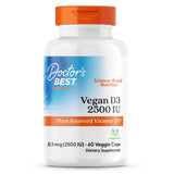 Doctor's Best Vegan D3: botella de cápsulas, posible apoyo a la absorción de calcio