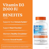Doctor's Best Vitamin D3 2000 UI, cápsulas blancas, fáciles de incorporar a la rutina diaria