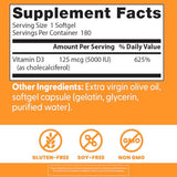 Uso diario de Vitamin D3 5000IU para apoyo óseo e inmune