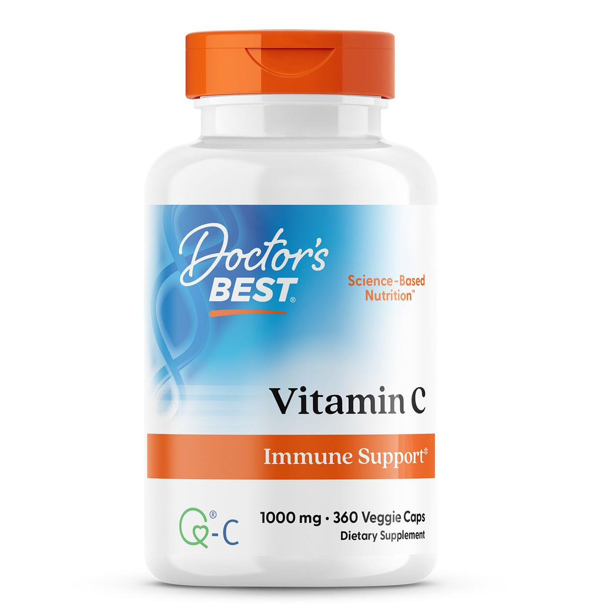 Doctor's BEST Vitamina C 1000mg: bote frontal para apoyo inmunitario diario.