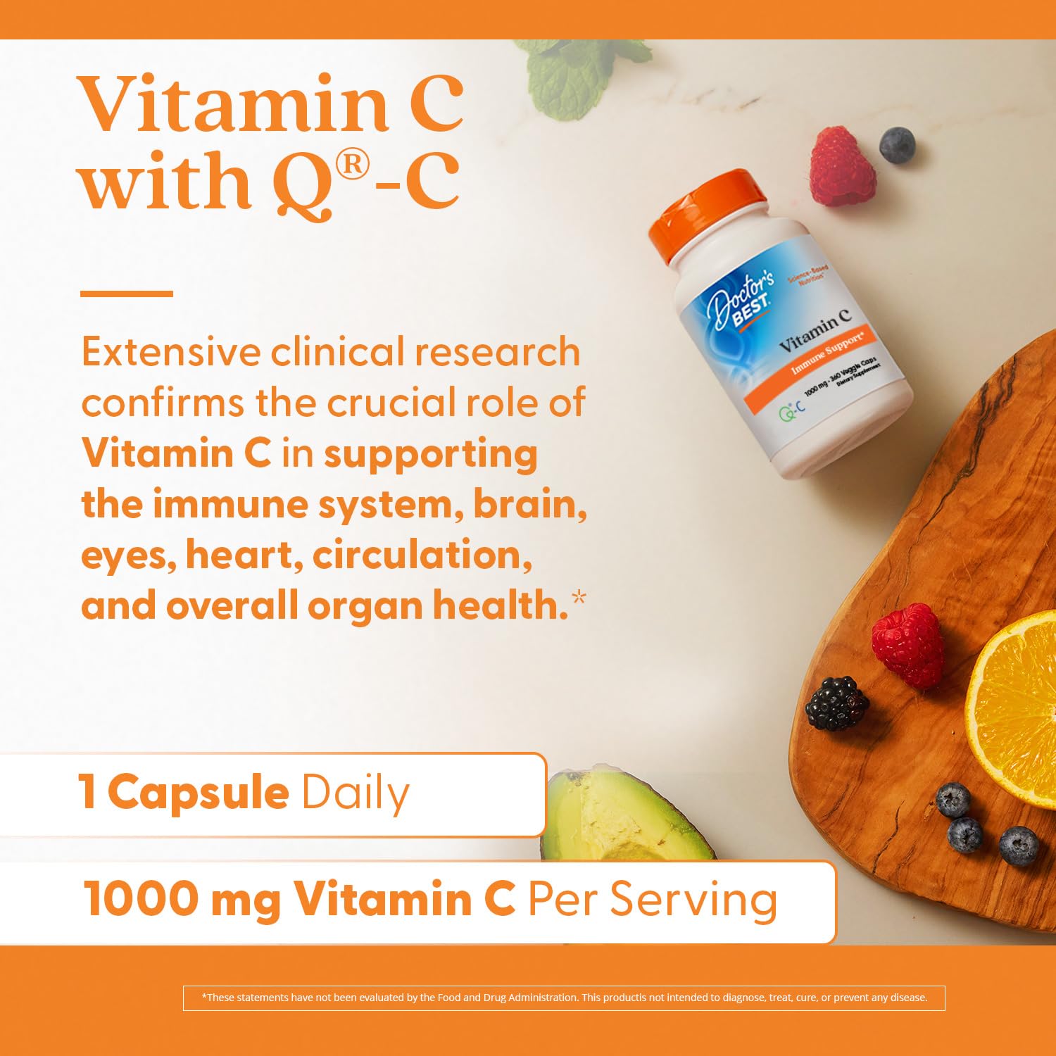 Doctor's BEST Vitamina C 1000mg: cápsulas vistas de lado.