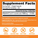 Etiqueta de Doctor's Best Vitamina C 1000 mg con fórmula Q-C; claridad de ingredientes.