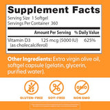 Doctor's Best Vitamina D3 5000 UI cápsulas, fórmula no GMO y libre de gluten.