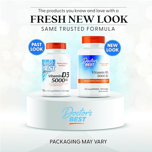 Doctor's Best Vitamina D3 dosis diaria de 5000 UI para absorción de calcio