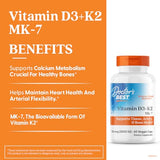 Etiqueta frontal de Doctor's Best D3K2 con dosis diaria visible
