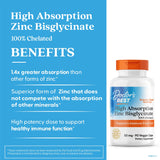 Doctor's Best Zinc Bisglicinato 50 mg, dosis diaria recomendada en envase.