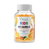 Gomitas de vitamina C para niños en un bote, sabor naranja, apoyo inmunitario diario.