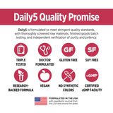 Ingredientes clave como CoQ10 y Magnesio destacan visualmente en Daily5.