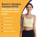 Doctor's Recipes Calcio 1200mg con D3 y K2, etiqueta visible para absorción óptima