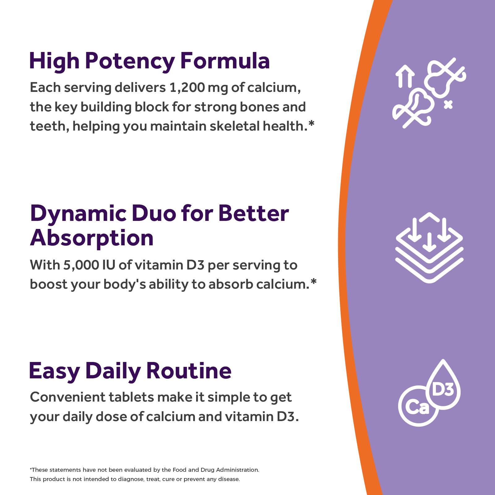 Doctor's Recipes Calcium 1200 mg con D3, porción de calcio para absorción.