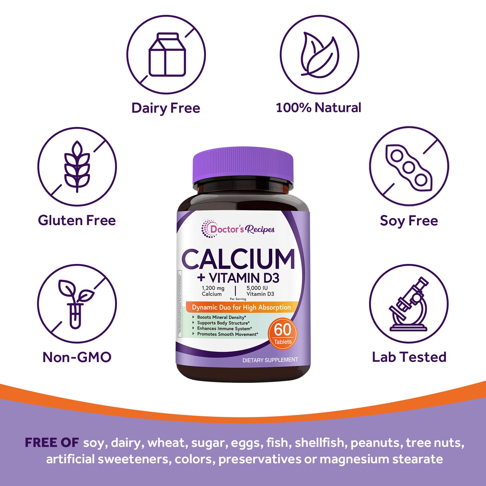 Doctor's Recipes Calcium 1200 mg con D3, embalaje externo, protección del producto.