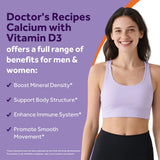 Doctor's Recipes Calcium 1200 mg con D3, etiqueta clara, información de uso.