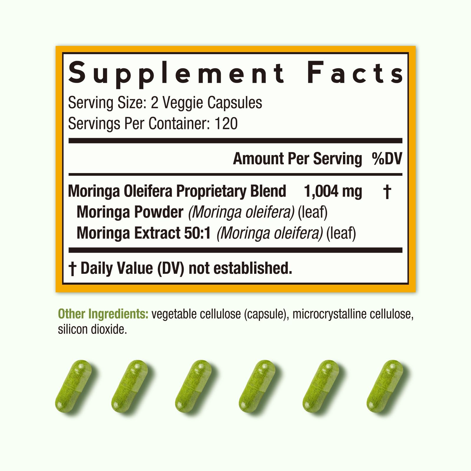 Doctor's Recipes Moringa, etiqueta detallada: seguridad y pureza para elegir.