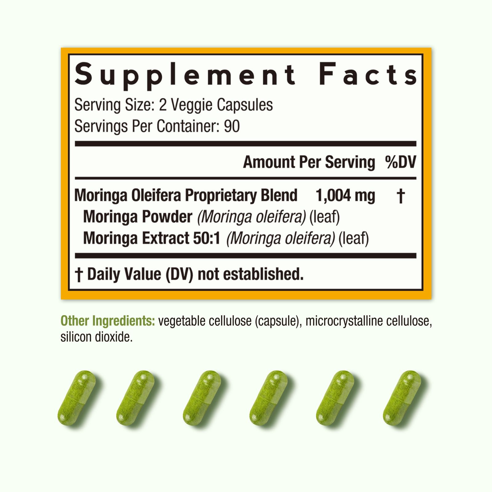 Extracto 50:1 204 mg de Doctor's Recipes Moringa, alta concentración por porción.