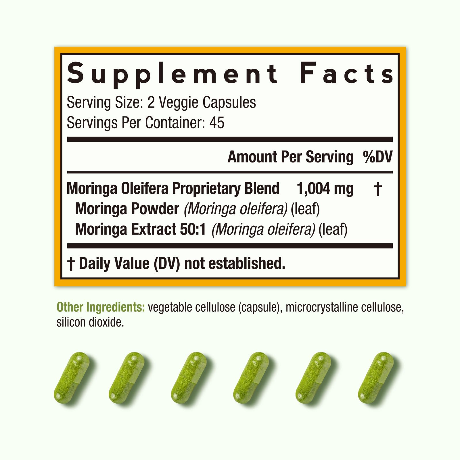 Doctor's Recipes Moringa: hojas verdes secas para nutrición vegetal.