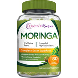 Doctor's Recipes Moringa en polvo 800 mg, envase práctico para nutrición diaria.