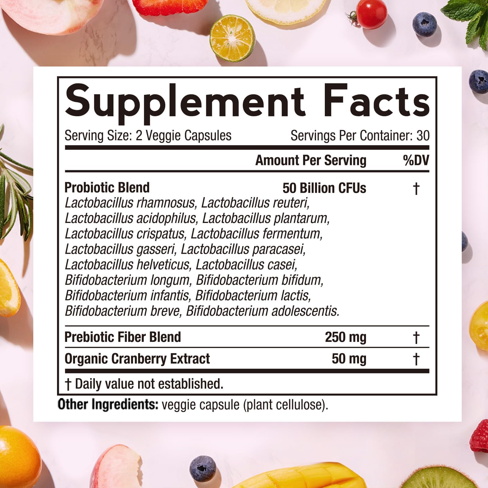 Cápsulas Doctor's Recipes probióticos Mujer, fáciles de tragar para salud intestinal.
